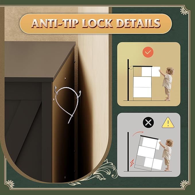 WLIVE Farmhouse Black Dresser for Bedroom, 53.07'' Wide 6 Drawer Wood Dresser, Chest of Drawers with Double Rustic Handle, TV Stand for 60 inch TV, Modern Clothes Organizer for Living Room, Hallway