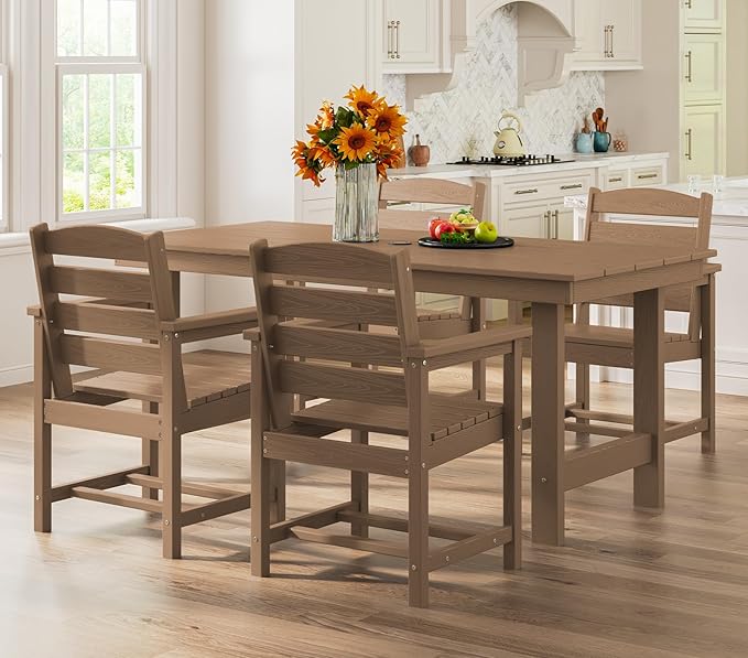 SERWALL Patio Dining Chair Set of 2, Brown