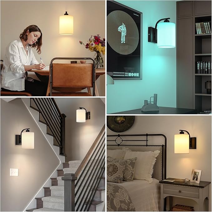 Battery Operated Wall Sconce with Remote Control, Black Rechargeable Wall Lights Set of 2, 15 Colours Wireless Wall Sconce with 3000mAh Dimmable Detachable Bulb for Bedroom, Living Room and Hallway