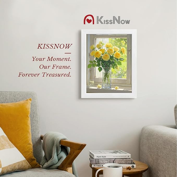 11x14 Picture Frame 4 Pack, White Solid Wood, Wall Gallery Poster Frame