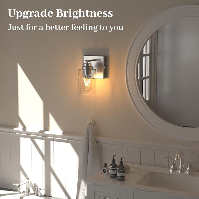 Battery Operated Wall Light with Remote Control, Dimmable Wall Sconce Set of 2 No Wiring, Rechargeable Wireless Wall Lamp for Living Room Bedside Hallway Lounge Mirror, Nickel