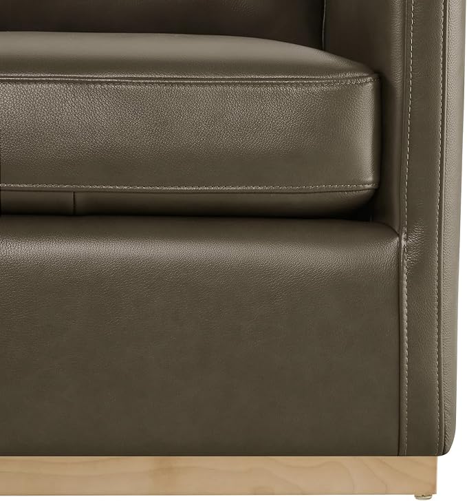 CHITA Genuine Leather Swivel Accent Chair, FSC Certified Mid Century Modern Arm Chair for Living Room and Bedroom, Fully Assembled, Mink Brown