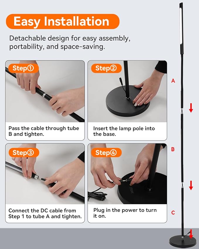 Pak Smart RGB Floor Lamp, LED Floor Lamp for Living Room, Modern Adjustable Gooseneck Standing Lamp with Music Sync, Scene Modes, Remote & Touch Control, Eye-Caring Reading Light for Bedroom Gaming