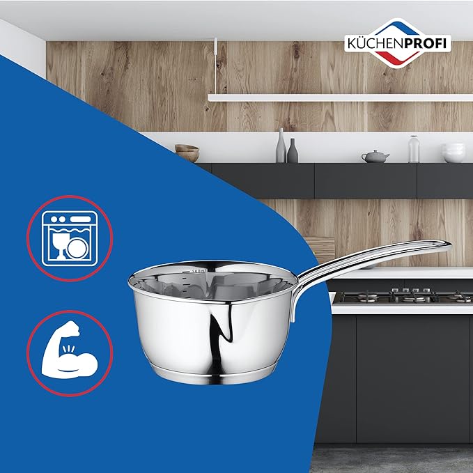 Stainless Steel Saucepan with Clad Bottom, 1.5 Liters