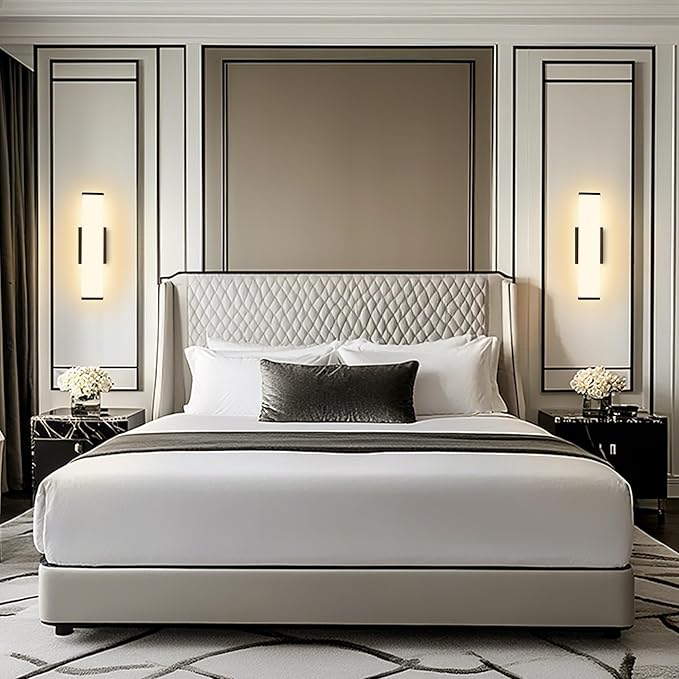 Kalium 16in Modern Wall Sconces, Dimmable Bathroom Vanity Lights, 3000K Warm White LED Indoor Sconces Lighting for Bathroom, Stairs, Living Room, Bedroom. Hardwired.