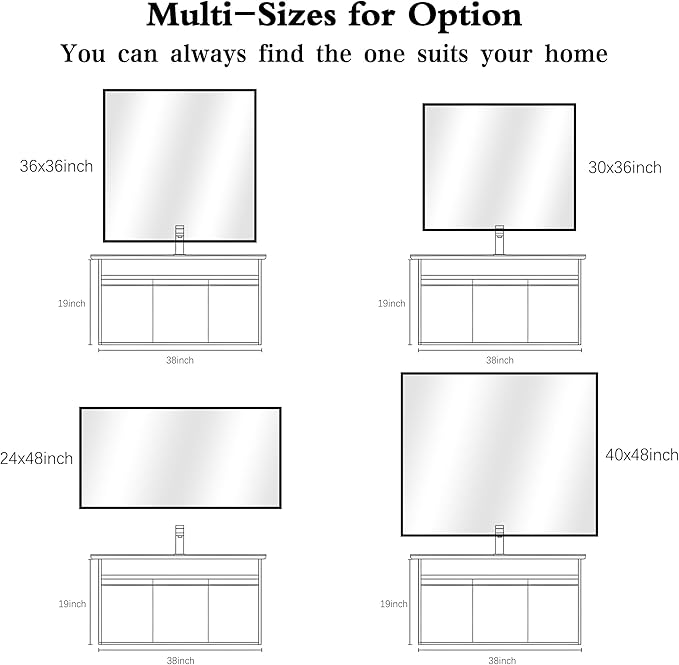 KOCUUY 24x48 Inch Large Black Wall Mounted Mirror,Aluminum Framed Decorative Rectangular Bathroom Mirror for Wall Over Sink,Vanity Mirror for Bedroom Living Room Bathroom,Functional Oversized Mirror
