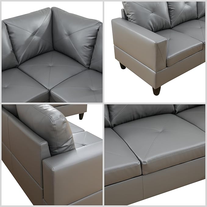 L Shaped Couch, Modular Sectional Sofa with Chaise, Modern Modular Sofas Furniture Sofa Couches for Living Room/Apartment/Office/Bedroom, Dark Grey