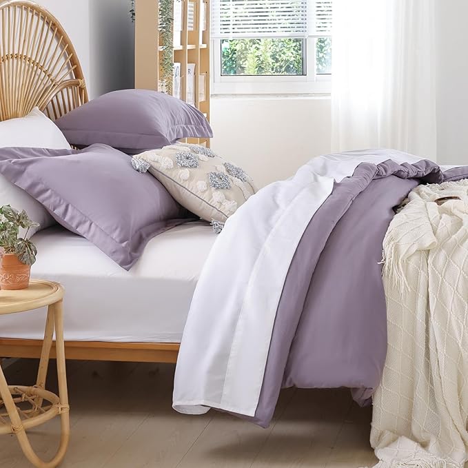 weigelia King Size Comforter Set Dusty Purple Bedding Comforter 7 Pieces Grayish Purple Comforter Set with Sheets Bed in a Bag King for Women and Men