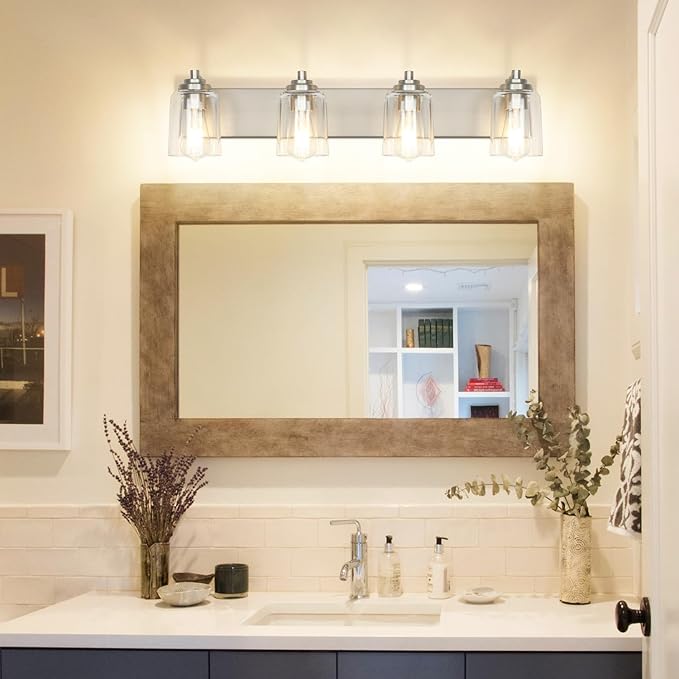 Solfart Brushed Nickel Bathroom Vanity Light Fixture 4 Lights Above Mirror