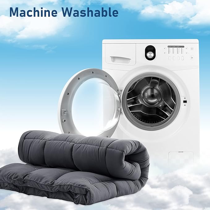 California King Mattress Topper Extra Thick Pillowtop Cooling Mattress Topper Plush Mattress Pad Cover Protector with 8-21 Inch Deep Pocket 3D Snow Down Alternative Fill Grey