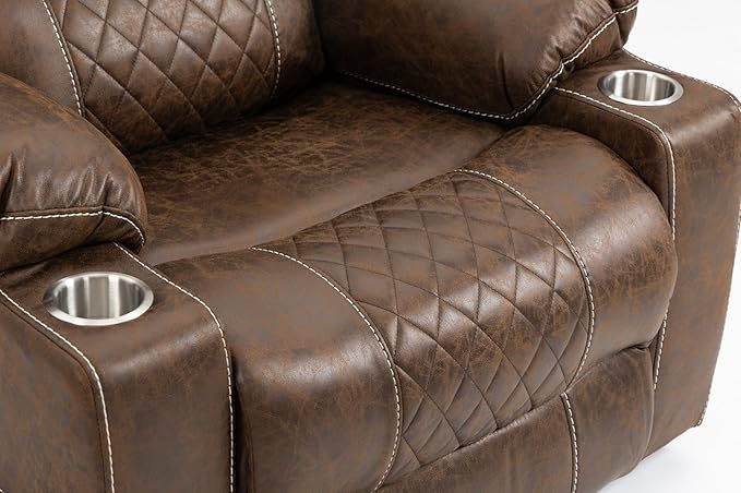 180 Degrees Lay Flat Lift Recliner with Massage and Heat, Cup Holder, 400 lb Capacity Recliner for Big and Tall Men, Lazyboy Sleeping (Brown Leather)