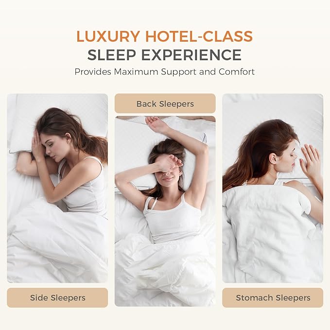 Sweetnight Bed Pillows Standard Size Set of 2, Fluffy Luxury Hotel Collection Gusseted Pillows for Neck and Shoulder, Side Back Stomach Sleeper Pillow, Cozy Night 18"X24"