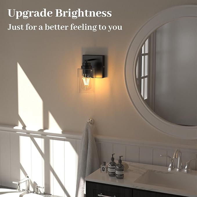 Battery Operated Wall Sconce with Remote Control, Dimmable Wall Lamp Set of Two No Wired, Rechargeable Cordless Wall Light Fixtures for Bedroom Living Room Bathroom Hallway Farmhouse, Black