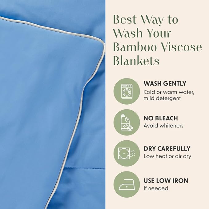 Springtree Home Luxury Viscose from Bamboo Blanket & Comforter | Oversized Viscose from Bamboo Throw Blanket- 50" x 70" | Cooling Blanket & Comforter | Breathable & Lightweight | Throw - Cool Blue