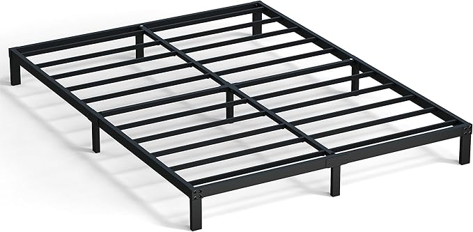 8 Inch Bed Frame Queen Size No Box Spring Needed, Heavy Duty Queen Platform Metal Bed Frame Support Up to 3000 lbs, Easy Assembly, Noise Free, Black