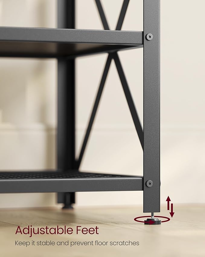 VASAGLE TV Stand, TV Console for TVs Up to 75 Inches, TV Table, 70.1 Inches Width, TV Cabinet with Storage Shelves, Steel Frame, for Living Room, Bedroom, Black with Wood Grain ULTV096B22