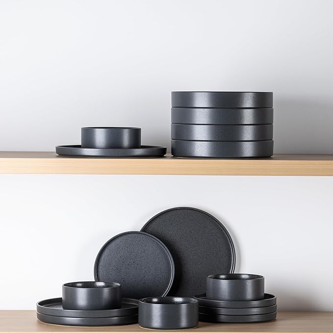 GBHOME Ceramic Dinnerware Sets for 8, Stoneware Plates and Bowls Sets, Chip and Scratch Resistant Dishes, Dishwasher & Microwave& Oven Safe Dishes sets, Reactive Glaze