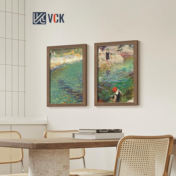 VCK 16x24 Brown Poster Frames 3 Pack, High-End Wood Wide Border Picture Frame,Multi-Directional Display Family Photos, Office Prints, Studio/Gallery/Home Artwork