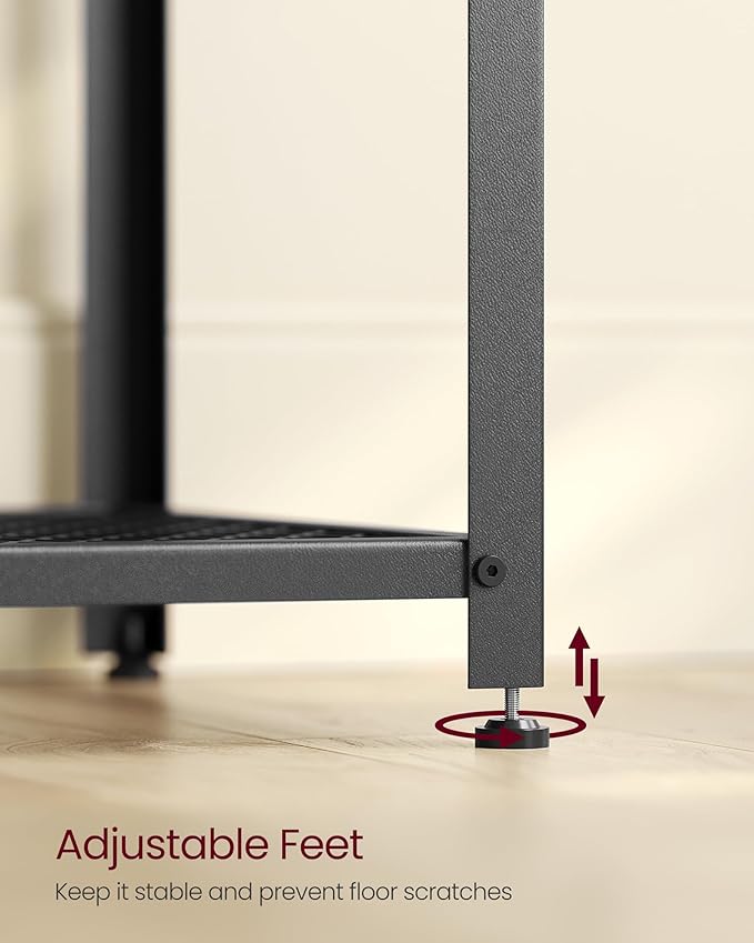 VASAGLE Modern TV Stand for TVs up to 65 Inches, 3-Tier Entertainment Center, Industrial TV Console Table with Open Storage Shelves, for Living Room, Bedroom, Black with Wood Grain ULTV097B22