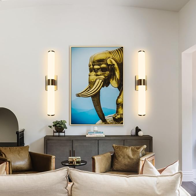 Kalium 24in Modern Wall Sconces, Dimmable Bathroom Vanity Lights, 3000K Warm White LED Indoor Sconces Lighting for Bathroom, Stairs, Living Room, Bedroom. Hardwired.