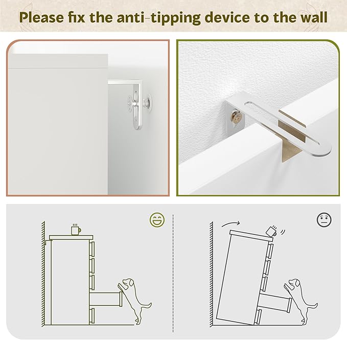 6 Drawer Dresser for Bedroom Tall Chest of Drawers for Hallway, Closet,White,43.2" H X 27.6" W X15.6 D