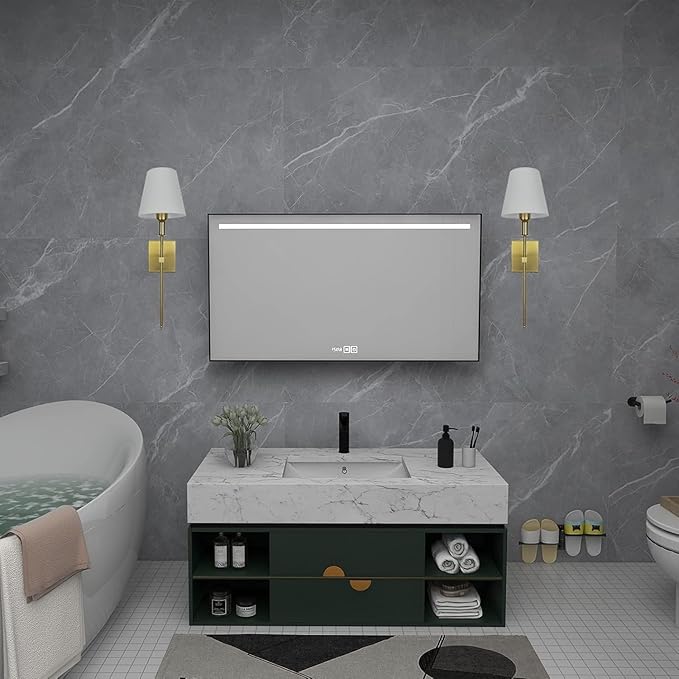 Battery Operated Wall Sconces Sets of 2,Brass Rechargeable Wall Lighting, 6000mAh Dimmable Detachable Bulbs and Remote Wall Lamp No Wiring for Bedroom Hallway 