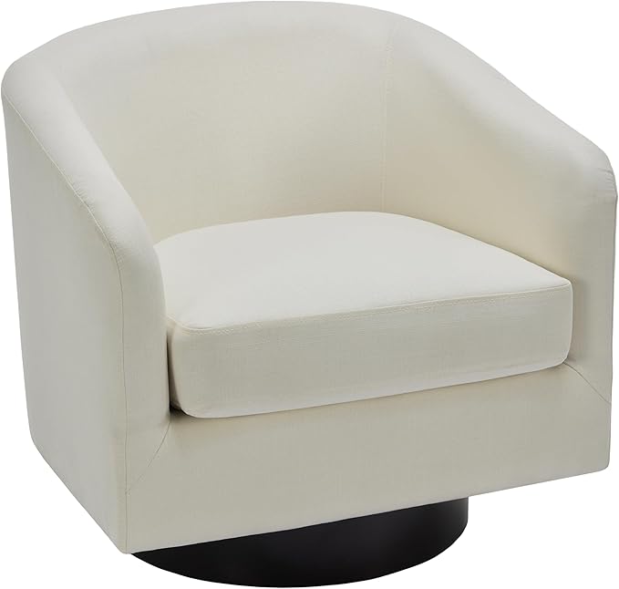 UIXE 360° Swivel Barrel Accent Chair Armchair, Round Club Arm Chair in Fabric for Lving Room, Modern Upholstered Small Bedroom Single Sofa Seat - Beige, Set of 4