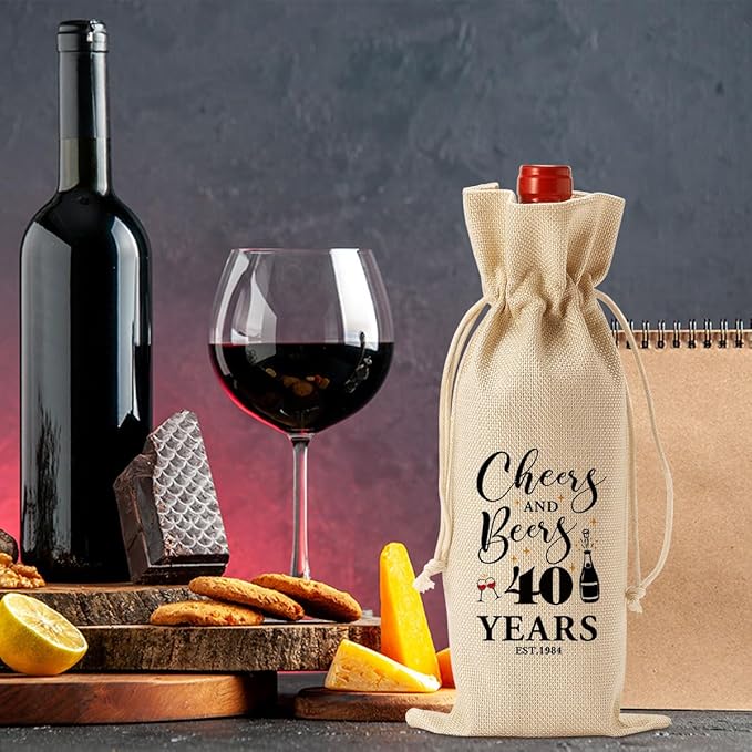 40th Birthday Decorations for Women Her Him, 40th Birthday Gifts for Women Wine Bag, 40 Years Old Birthday Wine Gifts Bag, Forty Birthday Gifts for Women Her Sister Friends Wine Gift Bag