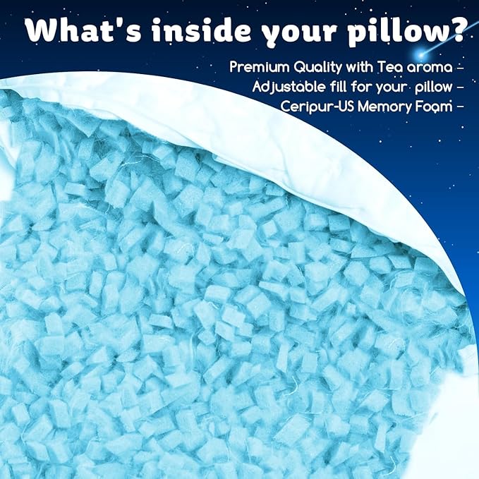 Cooling Side Sleeper Pillow for Neck and Shoulder Pain, Luxury Shredded Memory Foam Curved Bed Pillows for Sleeping Set of 1- Adjustable Standard Size- Washable Cover Original White