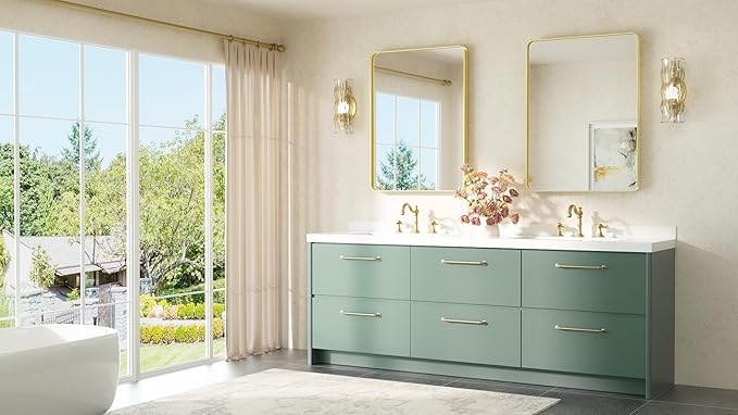 TETOTE Brushed Gold Bathroom Mirror 24 x 32 Gold Metal Framed Bathroom Mirror, Tempered Glass, Modern Farmhouse Wall Mounted Mirror for Decorative(Horizontal/Vertical)