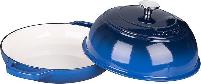 Enameled Cast Iron Dutch Oven Pot with Lid, Bread Oven for Sourdough Bread Baking, Dutch Ovens with Bread Proofing Basket& Baking Supplies Set, 6 Quart, Blue
