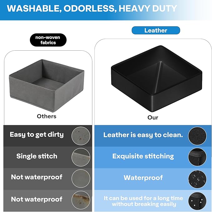 Vegan Leather Drawer Organizers,12 Pack Makeup Storage boxes,Vanity Drawer Luxury upgrade,Bedroom fabric Drawers replacement,bathroom organization and storage Optimal solution