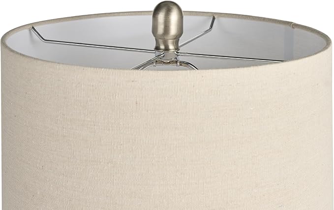 Nourison Home 22" Glossy White Ceramic Table Lamp for Modern, Transitional, Bedside Table, Living Room, Dining, Entryway