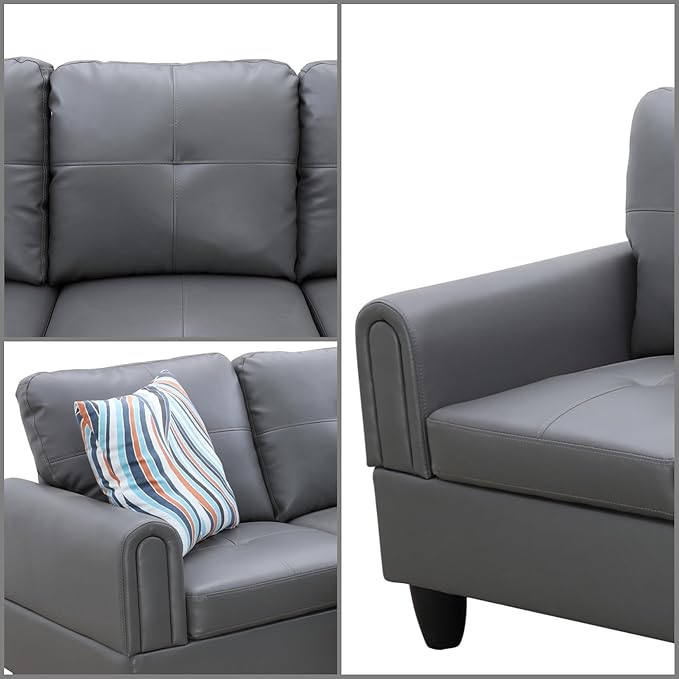 L Shaped Couch, Modular Sectional Sofa with Chaise, Modern Modular Sofas Furniture Sofa Couches for Living Room/Apartment/Office/Bedroom, Dark Grey