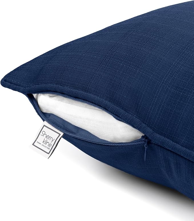 Sherry Kline Sunrise Indoor/Outdoor Rectangle (Boudoir) Corded Edge Filled Pillow Indigo 13"x18" Set of 2