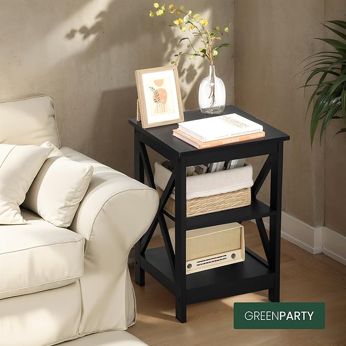 Side Tables, Small End Table Set of 2 for Living Room,Modern Nightstands for Bedroom,Wood Side Table,Black