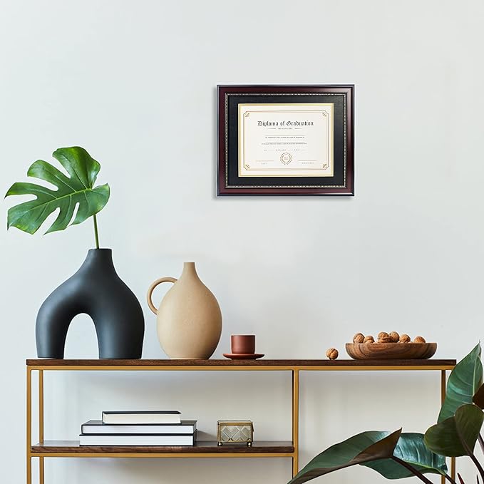 GraduatePro 8.5x11 Diploma Frame with Black Over Gold Mat or Display 11x14 Document Without Mat, CPA License Frame, UV Protection Acrylic, Mahogany with Gold Beads, Pack of 3