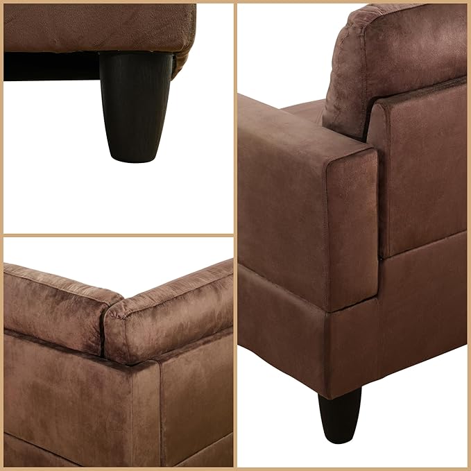 L Shaped Couch, Modular Sectional Sofa with Chaise, Modern Modular Sofas Furniture Sofa Couches for Living Room/Apartment/Office/Bedroom, Brown