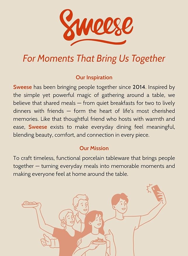 Sweese Porcelain Serving Bowls Set for Entertaining, Multipurpose 10-18-28-42oz, Beige