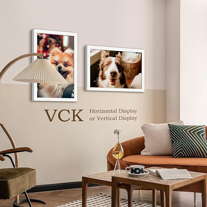 VCK 14x22 Picture Frame Set of 2, Exclusive White Woodgrain, Solid Wood Poster Frames - Wall Hanging