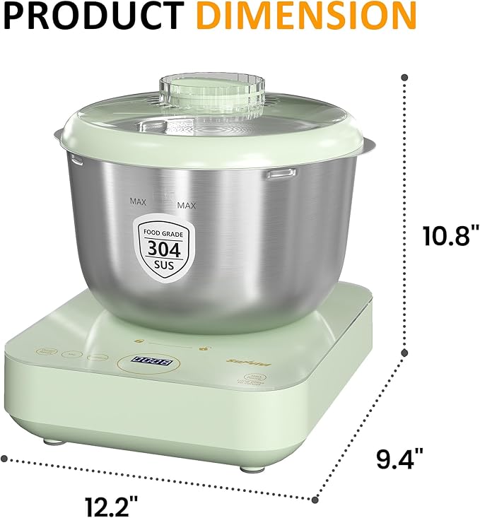 Sunvivi Electric Dough Maker with Weighing Function,5.2QT Dough Mixer with Ferment Function,Household Bread Maker Kitchen Flour Kneading Machine with Stainless Steel Bowl,Face-up Touch Panel