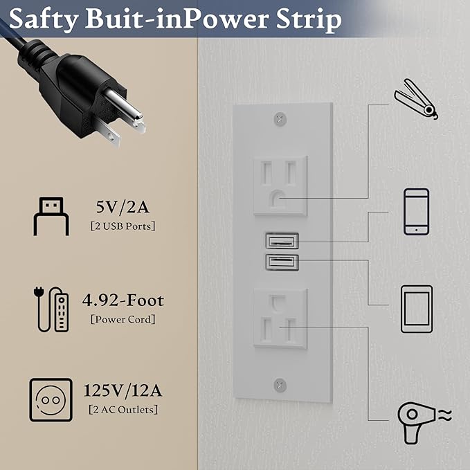 Makeup Vanity Desk with Mirror and Lights, Small Makeup Vanity Table Set with Drawers, Power Outlet & Storage Stool, White Vanity with 3 Lighting Modes LED for Women Girls Bedroom