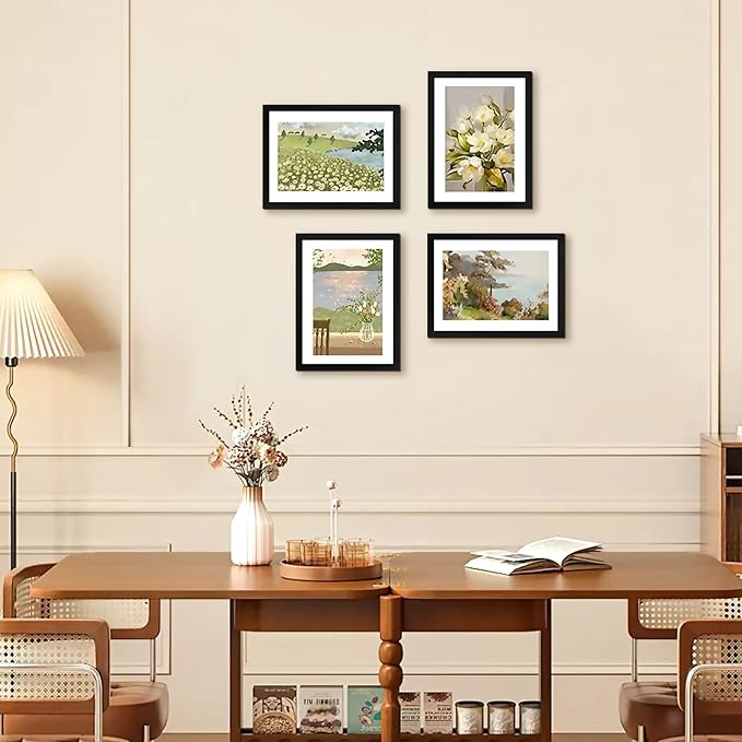 FIXSMITH A4 Picture Frame Set of 2, Black Photo Frame with HD Plexiglass, Display Pictures 6x8 with Mat or 8.3x11.7 Without Mat Multi Picture Frames Collage for Tabletop or Wall Display