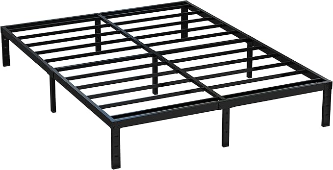 12 Inch Cal King Bed Frame No Box Spring Needed, Heavy Duty California King Metal Platform Support Up to 3000 lbs with Steel Slat, Easy Assembly, Noise Free, Black