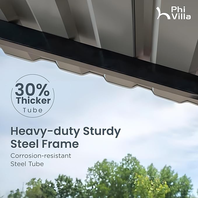 PHI VILLA 12 x 25 ft Heavy Duty Car Port with Galvanized Steel Roof with Sidewalls, Sturdy Metal Carport Kits for Cars, Boats, and Tractors