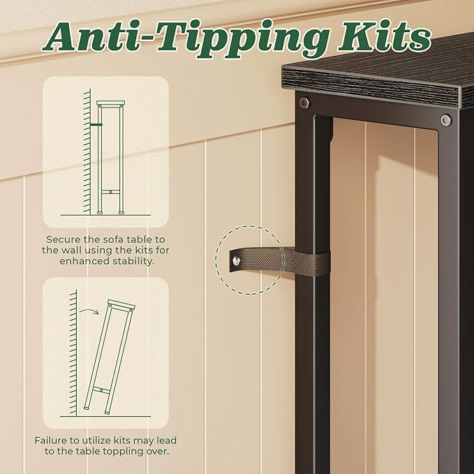 SUPERJARE 78.8 Inch Narrow Console Table with Outlet, Sofa Table Set of 2, Behind Couch Table, Long Entryway Tables with Charging Station, for Living Room, Black