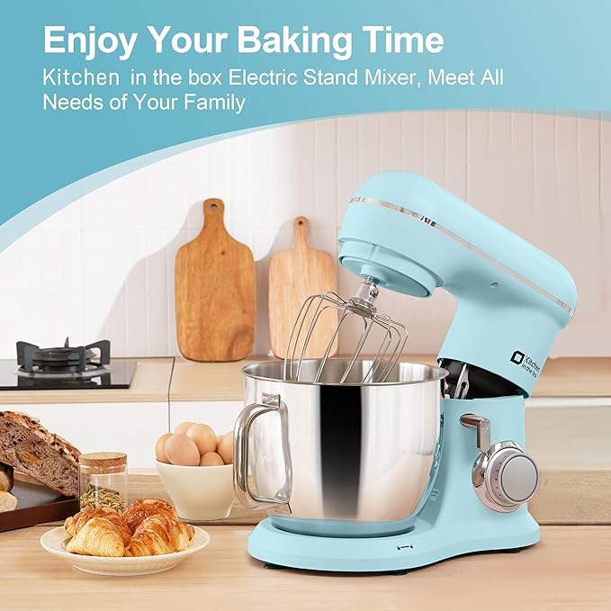 Kitchen in the box 7QT 900W 10-Speed Stand Mixer, Tilt-Head Kitchen Electric Mixer with Dough Hook, Whisk & Flat Beater(Blue)