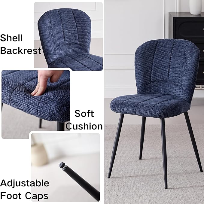 39" Round Dining Table Set for 4, Mid Century Kitchen Table with 4 Upholstered Accent Dining Chairs for Apartment Living Room Space Saving