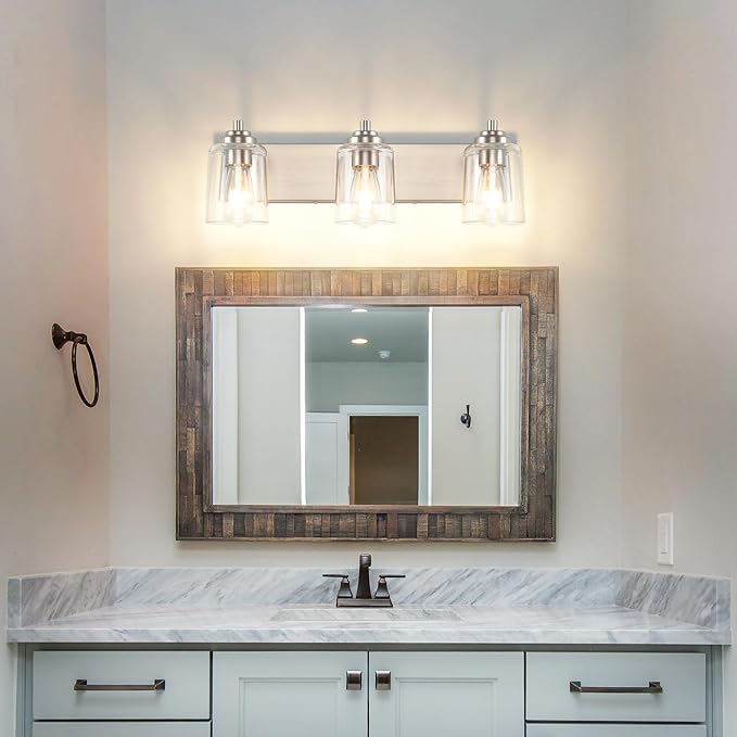Solfart Brushed Nickel Vanity Light - 3 Light Bathroom Lights Over Mirror
