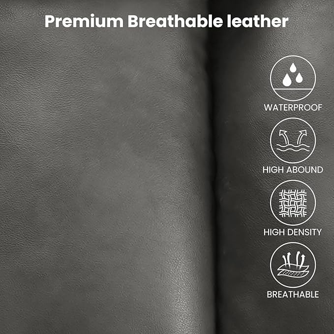 PARKOL Large Breathing Leather Infinite Position Power Lay Flat Lift Recliner Chairs for Elderly, Dual Motor with Massage and Heating, Extended Footrest,USB & Type-C Port and Remote, Sliver Gray